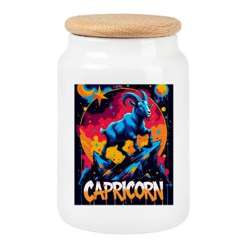 Capricorn - Cookie Jar with Wooden Lid - white - Front