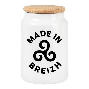 Made in Breizh - Logo avec le triskell breton - Boîte à biscuits avec couvercle en bois - blanc - Devant