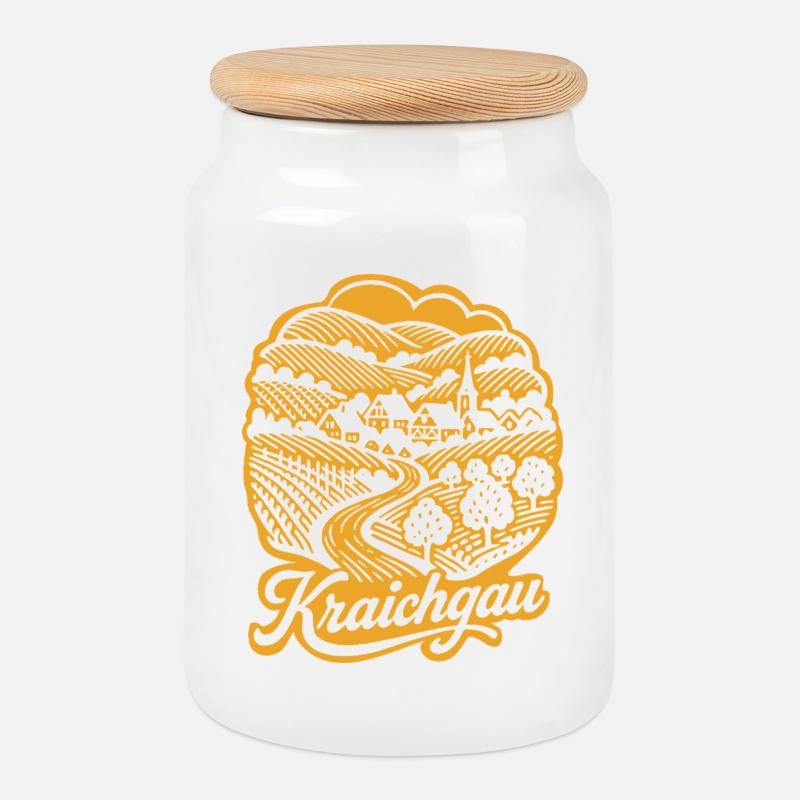 Kraichgau Retro Design mit Schriftzug - Keksdose mit Holzdeckel - Weiß