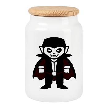 Süßer Vampir böses Dracula Kostüm für Halloween - Keksdose mit Holzdeckel - Weiß - Vorne