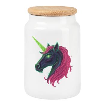 Neon Unicorn Unicorn - Cookie Jar with Wooden Lid - white - Front