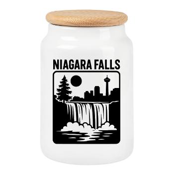 Niagara Falls Falls Canada Vacation Recreation - Cookie Jar with Wooden Lid - white - Front