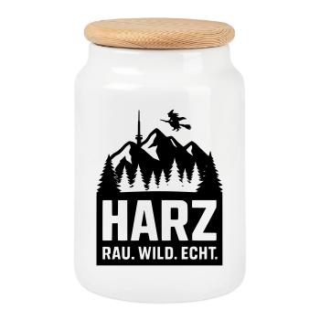 harz wild rau echt - Keksdose mit Holzdeckel - Weiß - Vorne