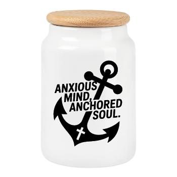 Hebrews 6 Bible Verse Jesus Faith - Cookie Jar with Wooden Lid - white - Front