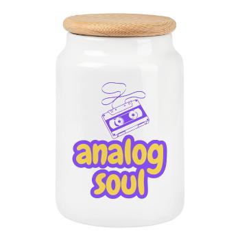 Analog Soul Kassette Retro - Keksdose mit Holzdeckel - Weiß - Vorne