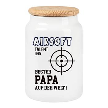 Joueur d’Airsoft Airsoft Papa Père Père - Boîte à biscuits avec couvercle en bois - blanc - Devant