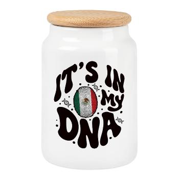 Mexican DNA Mexico Flag Hispanic - Cookie Jar with Wooden Lid - white - Front
