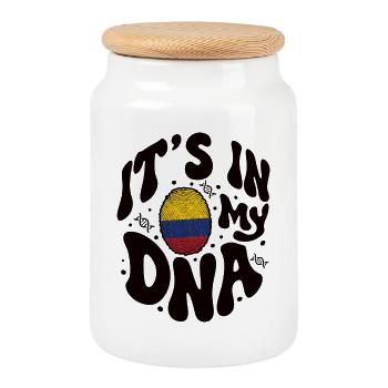 Colombian DNA Colombia Flag Hispanic - Cookie Jar with Wooden Lid - white - Front