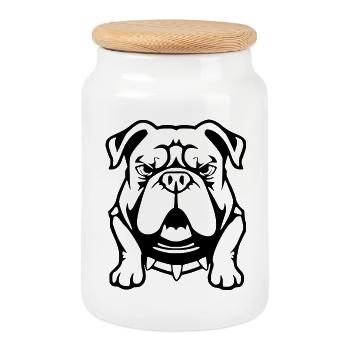 Bouledogue Black Dog T-shirt Cadeau - Boîte à biscuits avec couvercle en bois - blanc - Devant
