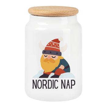 Vacances nordiques en viking - Boîte à biscuits avec couvercle en bois - blanc - Devant