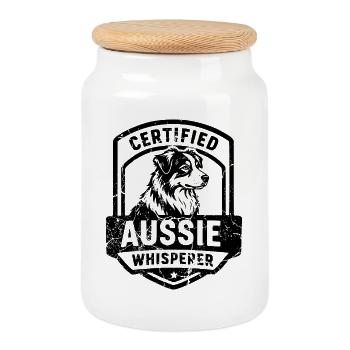 Australian Shepherd Hoodie für Hundefans & Züchter - Keksdose mit Holzdeckel - Weiß - Vorne