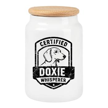 Marchandise de sweat à capuche teckel, fans de chiens et éleveurs de teckels - Boîte à biscuits avec couvercle en bois - blanc - Devant