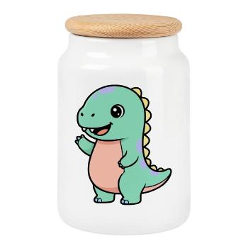 Doux petit dragon - Boîte à biscuits avec couvercle en bois - blanc - Devant