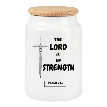 The Lord is my Strength - Cookie Jar with Wooden Lid - white - Front