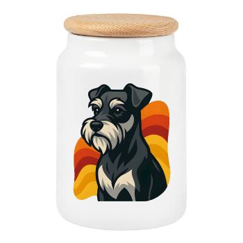 Miniature Schnauzer Dog at Sunset - Cookie Jar with Wooden Lid - white - Front
