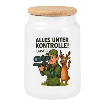 Everything under control Hunting - Cookie Jar with Wooden Lid - white - Front