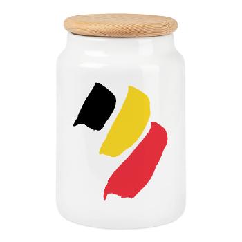 Belgium - Belgian flag - Cookie Jar with Wooden Lid - white - Front