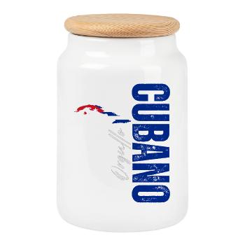 Cuban pride, vertical design - Cookie Jar with Wooden Lid - white - Front