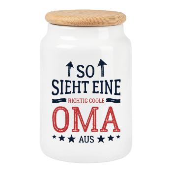 So sieht eine coole Oma aus Beste Großmutter - Keksdose mit Holzdeckel - Weiß - Vorne