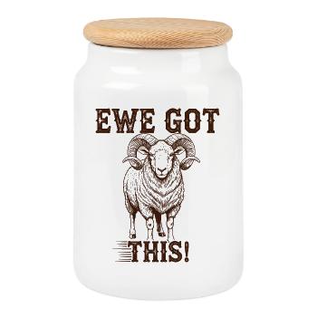 Blague Humour Jeu De Mots Brebis Mouton - Boîte à biscuits avec couvercle en bois - blanc - Devant