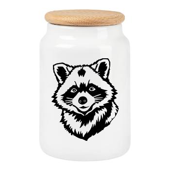 Raton laveur - Boîte à biscuits avec couvercle en bois - blanc - Devant