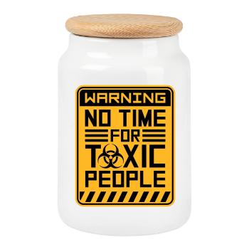 Pas de temps Personnes toxiques Limites Soins personnels Dire - Boîte à biscuits avec couvercle en bois - blanc - Devant