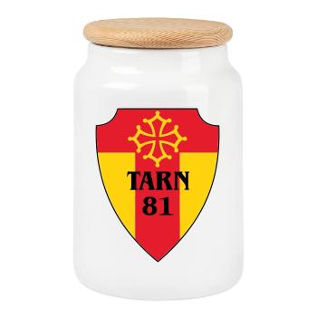 Tarn-Wappen 81 - Keksdose mit Holzdeckel - Weiß - Vorne
