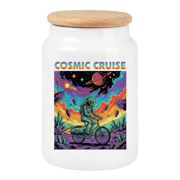 Cosmic Cruise Astronaut Rider - Keksdose mit Holzdeckel - Weiß - Vorne
