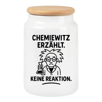 Chemical joke no reaction - Cookie Jar with Wooden Lid - white - Front