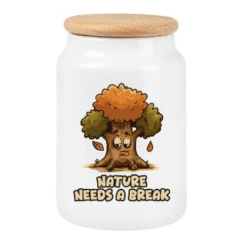 La nature a besoin d’une pause - L’albero - Boîte à biscuits avec couvercle en bois - blanc - Devant