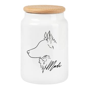Mudi Profile Chien Chien Wilsigns - Boîte à biscuits avec couvercle en bois - blanc - Devant