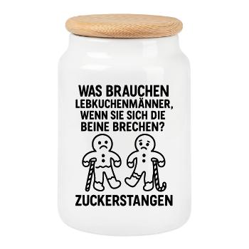 zuckerstangen lebkuchen advent witz - Keksdose mit Holzdeckel - Weiß - Vorne