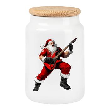 Gitarristen Weihnachten - Keksdose mit Holzdeckel - Weiß - Vorne