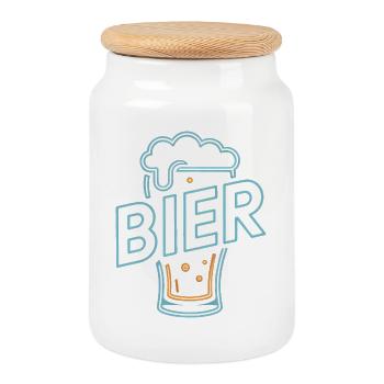 Bier - Cool Beer Logo - Cookie Jar with Wooden Lid - white - Front