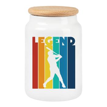 Baseball-Legende Retro-Schlagspieler-Fan - Keksdose mit Holzdeckel - Weiß - Vorne