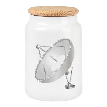 Satellite dish with a clear modern look - Cookie Jar with Wooden Lid - white - Front