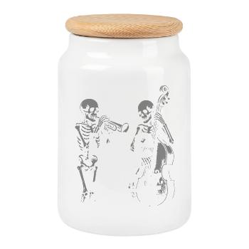Free Jazz Skeletons Band - Boîte à biscuits avec couvercle en bois - blanc - Devant