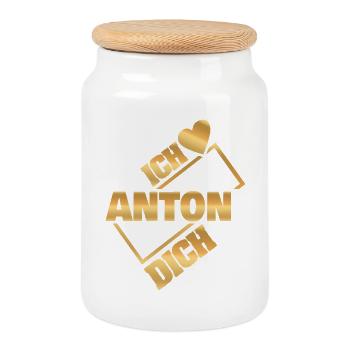 Anton als Couple - Keksdose mit Holzdeckel - Weiß - Vorne