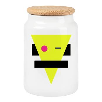 Neon Geometric Silhouette - Cookie Jar with Wooden Lid - white - Front