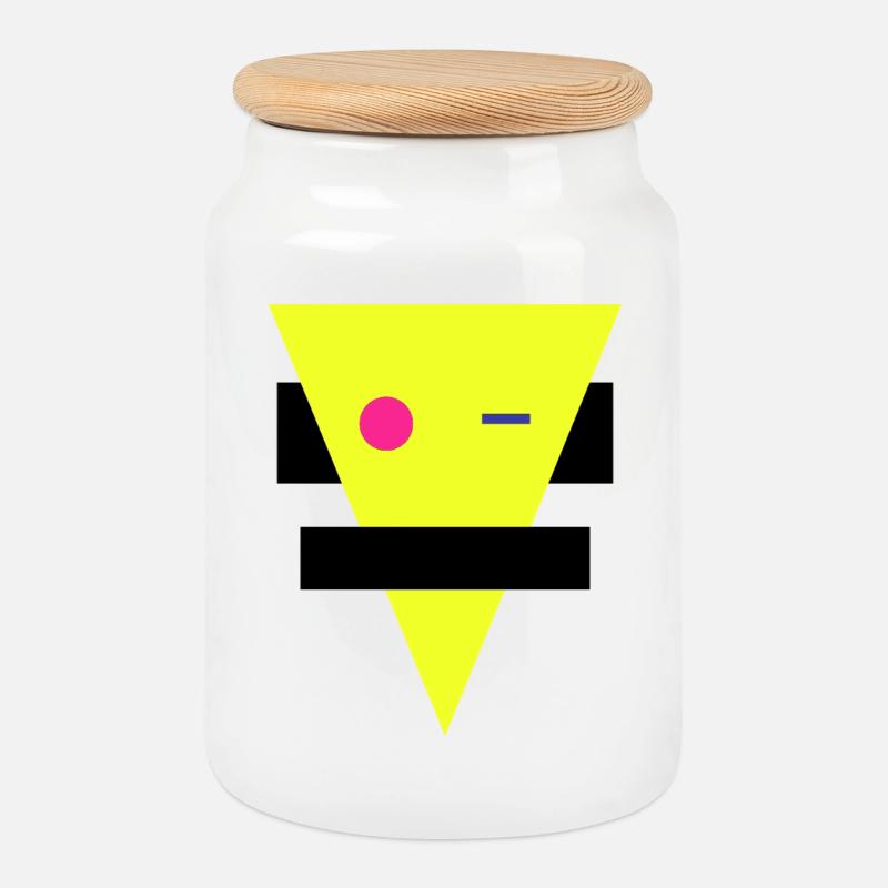 Neon Geometrische Silhouette - Keksdose mit Holzdeckel - Weiß