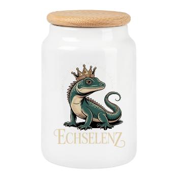 Lézard Lézard Drôle - Boîte à biscuits avec couvercle en bois - blanc - Devant