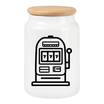 casino machine à sous  - Boîte à biscuits avec couvercle en bois - blanc - Devant