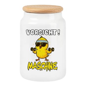 Funny Gym Saying - Gym Leek - Cookie Jar with Wooden Lid - white - Front