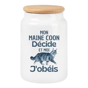Mein Maine Coon entscheidet und ich gehorche - Keksdose mit Holzdeckel - Weiß - Vorne
