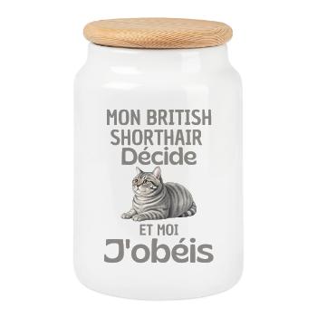 Mein British Shorthair entscheidet, ich gehorche - Keksdose mit Holzdeckel - Weiß - Vorne