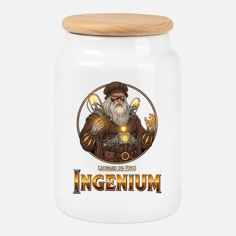 Ingenium Leonardo: Steampunk-Zauberer - Keksdose mit Holzdeckel - Weiß