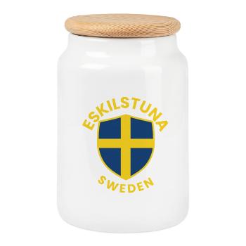 Bouclier d’Eskilstuna Suède - Boîte à biscuits avec couvercle en bois - blanc - Devant