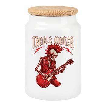 Treble Maker Guitariste Musicien Pun Rock - Boîte à biscuits avec couvercle en bois - blanc - Devant