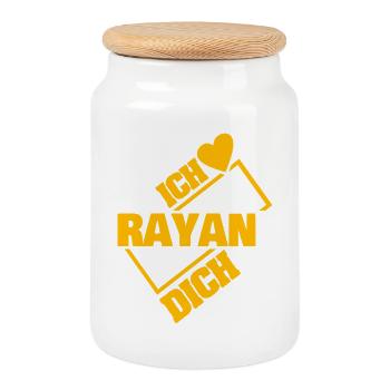 Couple Rayan - Cookie Jar with Wooden Lid - white - Front
