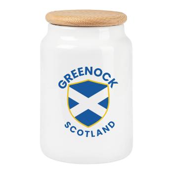 Greenock Shield Schottland-Wappen - Keksdose mit Holzdeckel - Weiß - Vorne